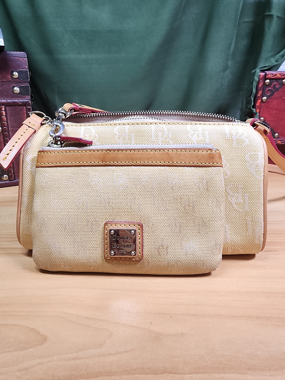 Dooney & Bourke Signature Logo Wristlet/ Pouch And Mini Barrel Bag